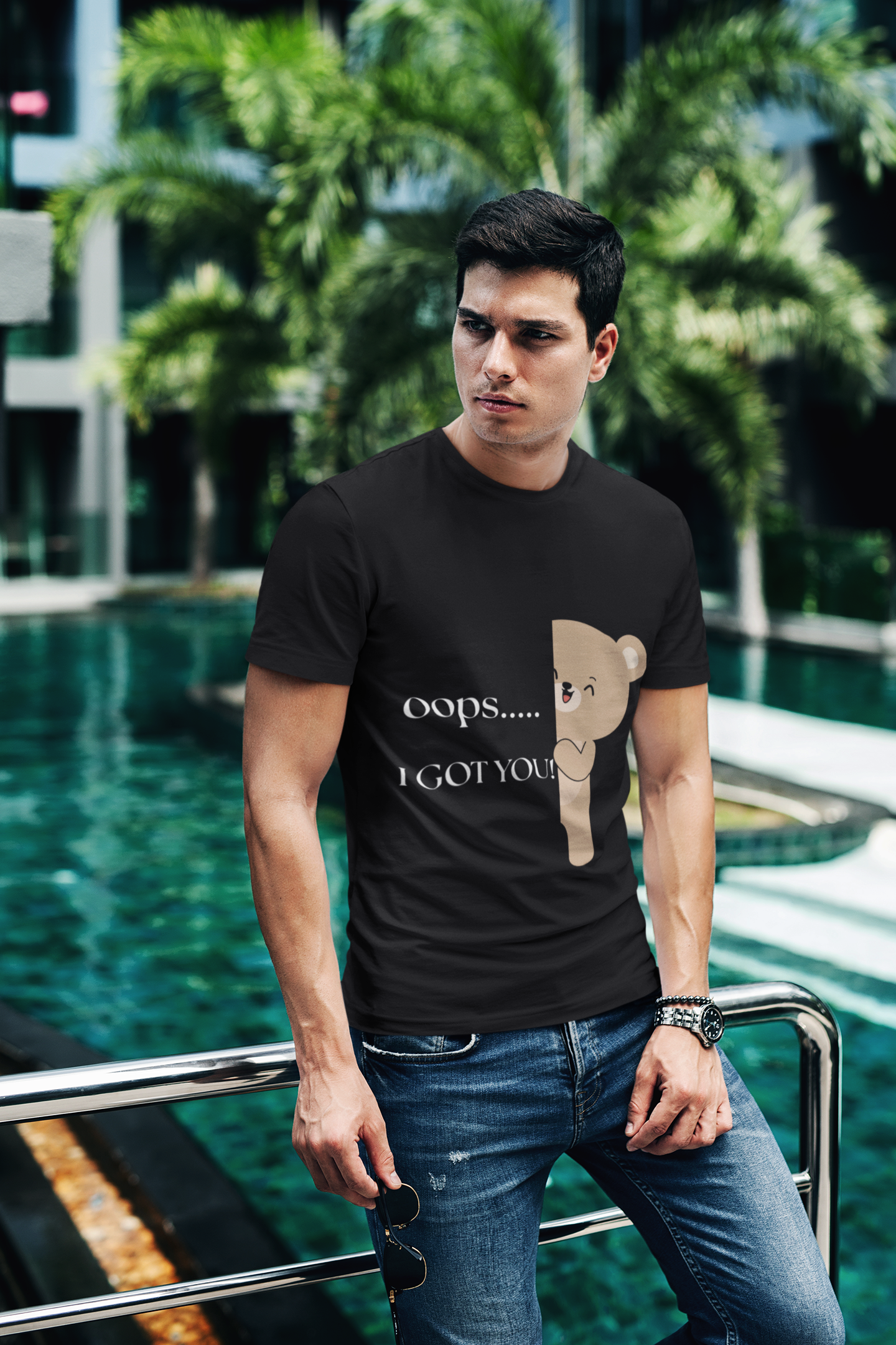 Oops… I Got You” Bear Graphic Tee